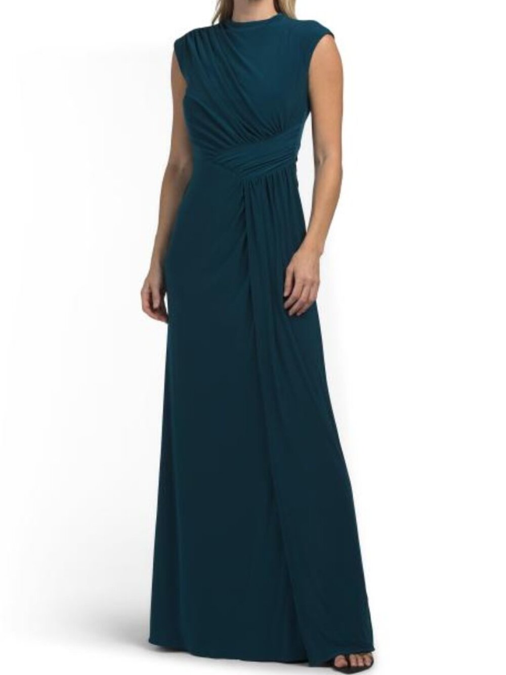 BETSY & ADAM Made In Usa Sleeveless Ruched Gown